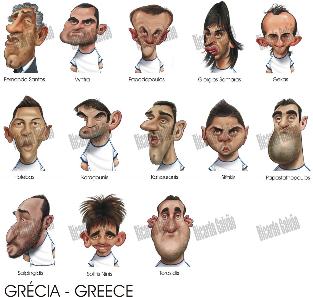 Карикатуры Рикарду Галвао на участников Евро-2012